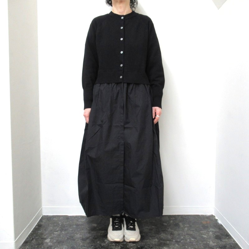 mao made  2WAY異素材ドッキングロングカーディガン/BK99